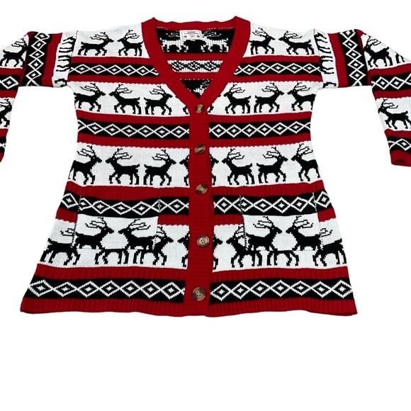 Merry Christmas from V28 women’s V-neck button down reindeer cardigan size XXL - Picture 3 of 9